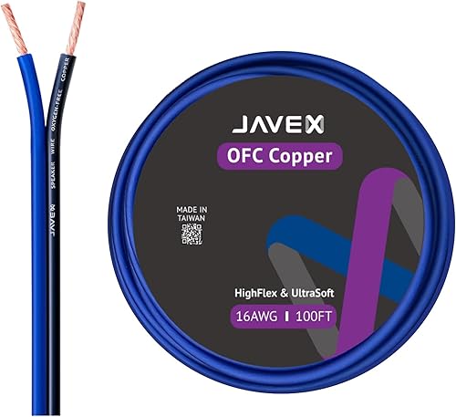 Miniatura 17 de JAVEX Cable de altavoz de audio de calibre 12 AWG (100 pies), [cobre libre de oxígeno OFC] Cable plano delgado para audio estéreo de automóvil,