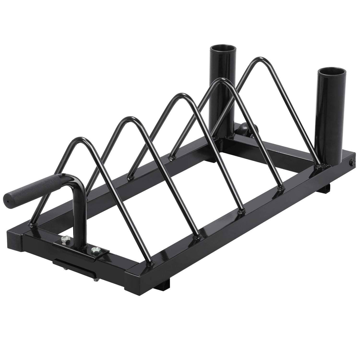 Topeakmart Barbell Weight Plate Bumper Stand,Powder-Coated Steel Frame