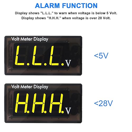 Miniatura 10 de Medidor de voltímetro digital de 12 V CC para automóvil, pantalla LED, voltaje CC 5-28 V, pantalla de voltaje impermeable, medidor de voltímetro,