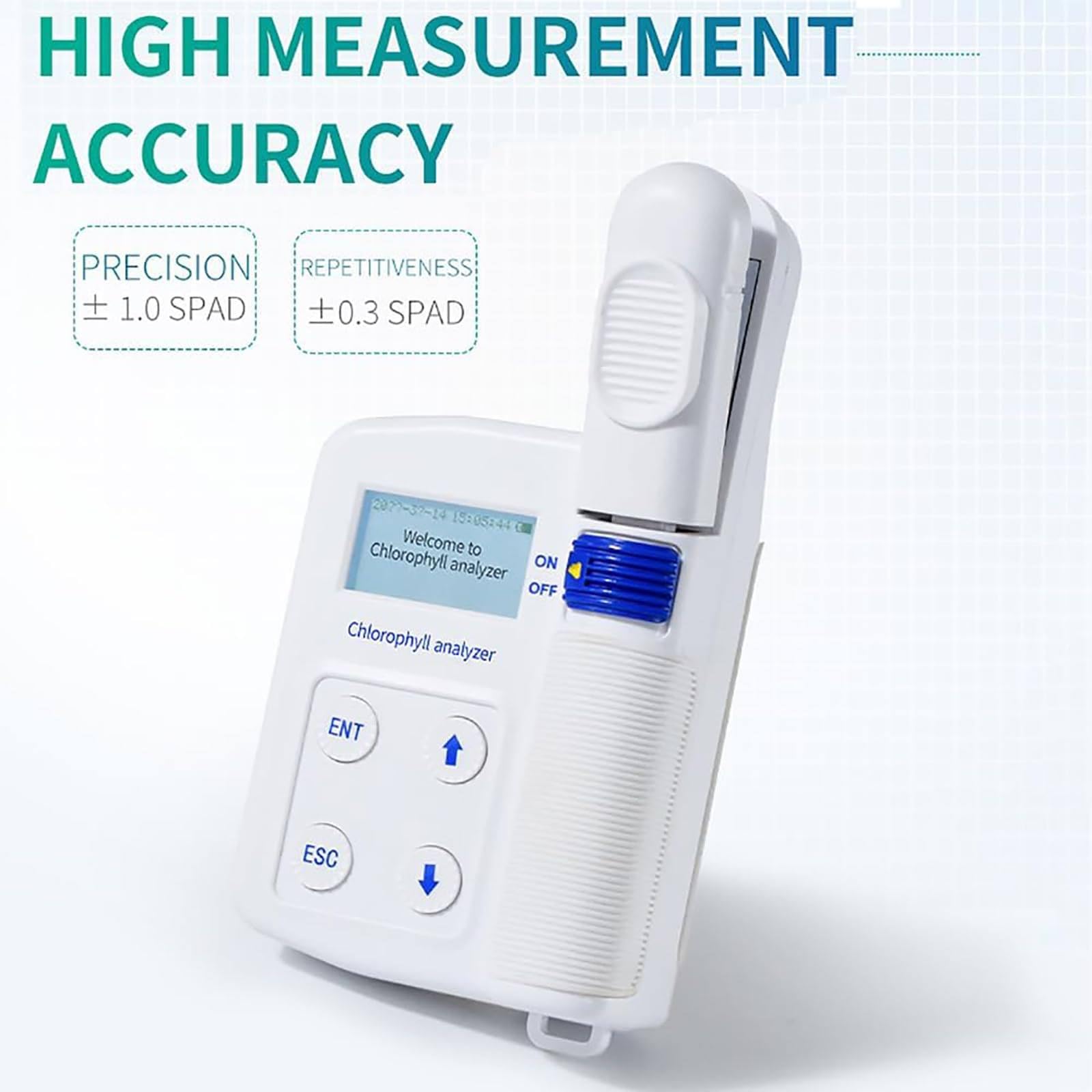 Medidor de clorofila portátil, SPAD de alta precisión 0.0-99.9, medición rápida de 0.8 s, almacenamiento de 16 GB, para análisis de contenido de clorofila vegetal