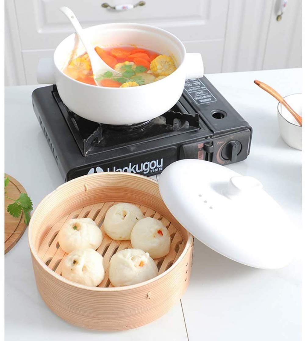 Amazon | スープポット、ふた付き蒸し器セット、セラミックポットと竹