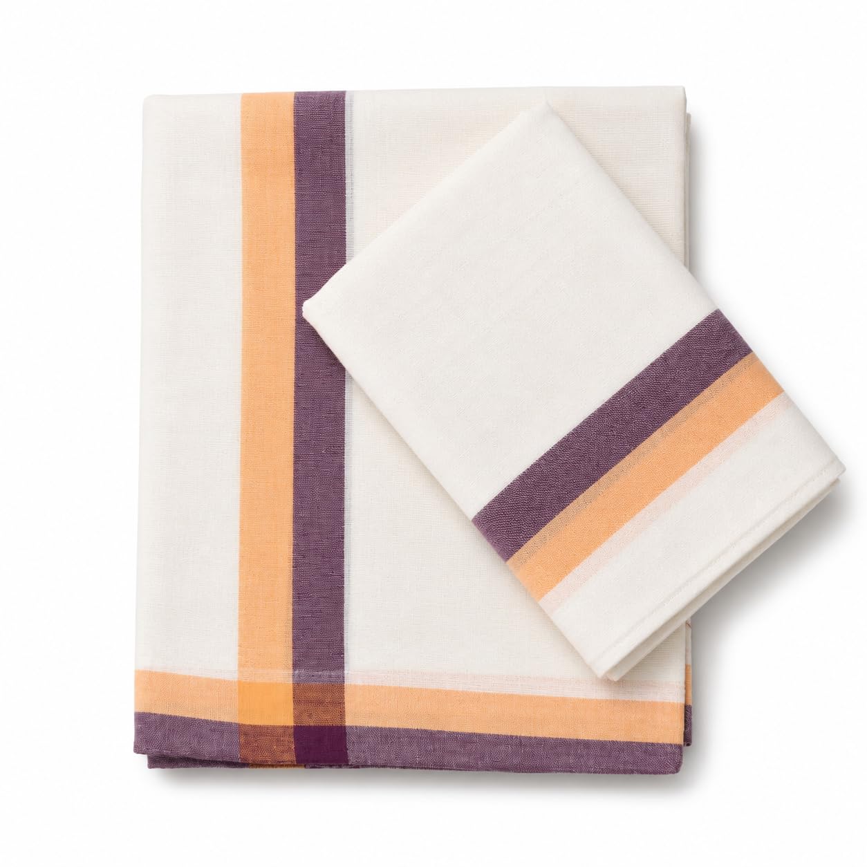 Kerala Mulloth Mundu Set Multicolor-Orange,Wine-picture-29