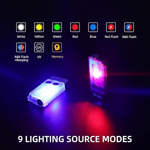 Miniatura 4 de APLOS L02 Mini linterna EDC recargable de 1000 lúmenes, luz UV de 365 nm, fuente de luz multicolor, llavero de bolsillo pequeño con base magnética y