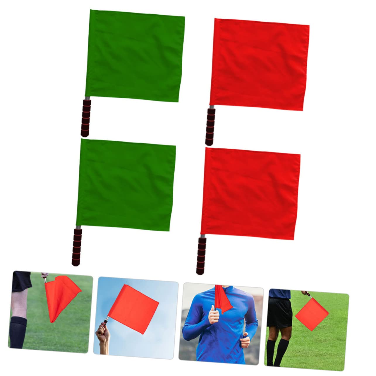 Generic Racing Signal Flags 4 Pack Referee Hand Flags Small Conducting Flags for Football Games Events