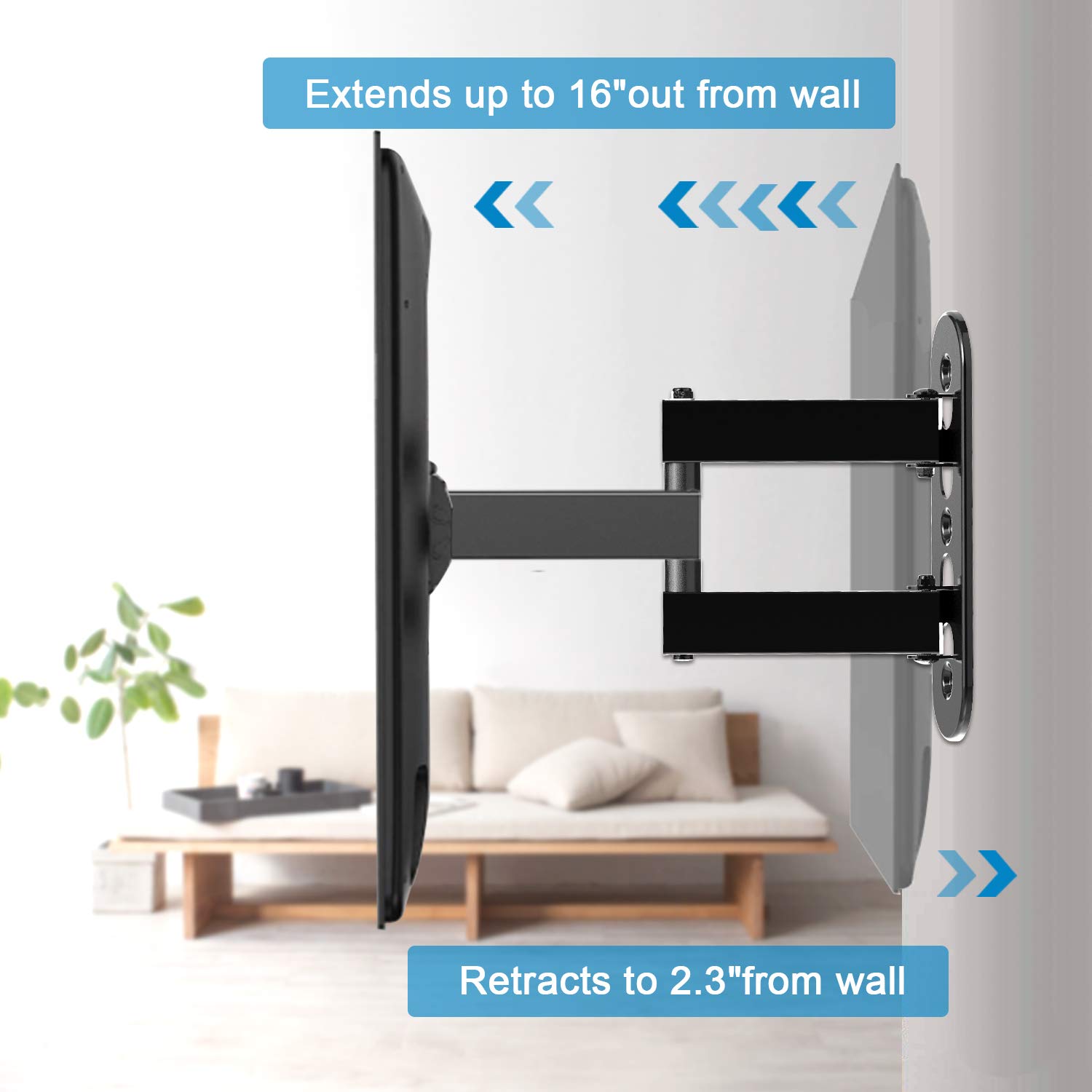 JUSTSTONE Full Motion TV Wall Mount for Most 2660 Inch LED, LCD TVs