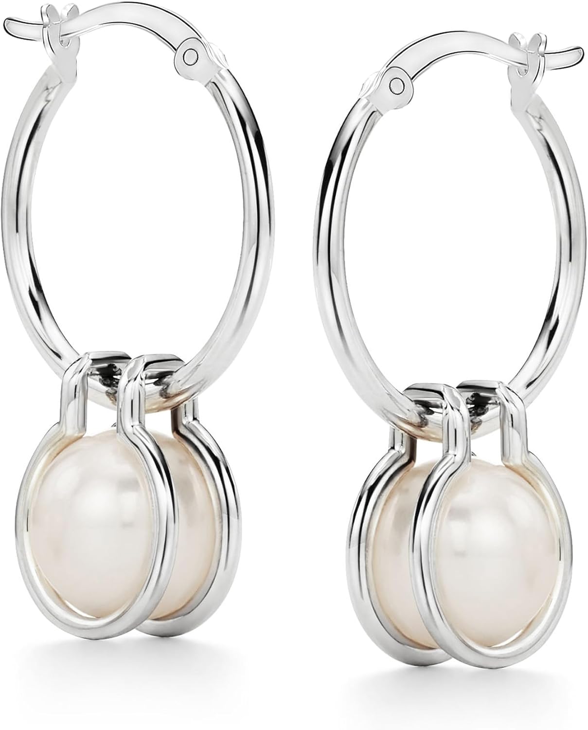 LeCalla 925 Sterling Silver Beaded Ball Hoop Earrings | Lightweight Sleeper Bead Ball Earring Hoops | Cape Style Hoop Earrings for Women - Image 4