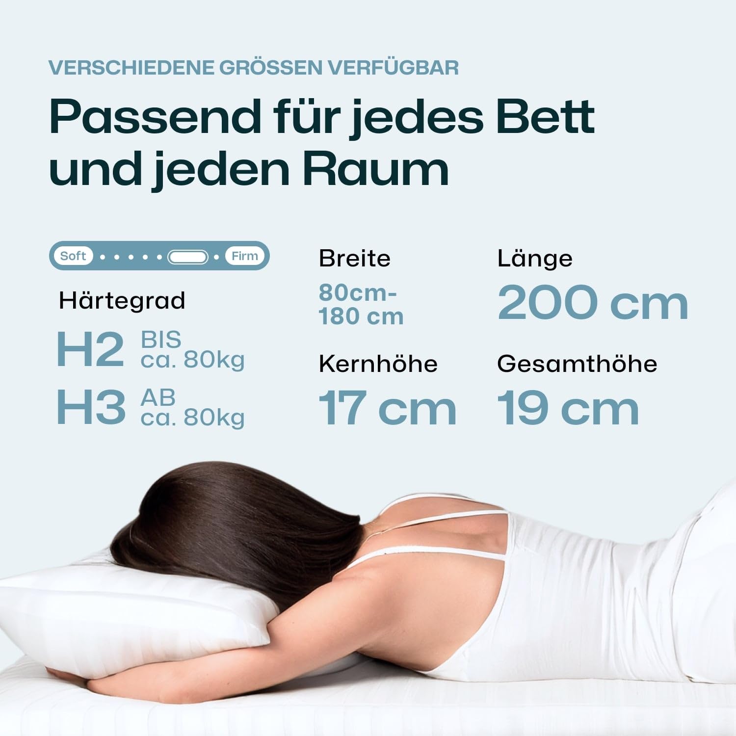 Ravensberger Matratzen Tonnentaschenfederkernmatratze Ortho-Spring - Härtegrad H2, mittel - 140 x 200 cm, Höhe 19 cm - 7-Zonen - Oeko-TEX® Standard 100 Zertifiziert