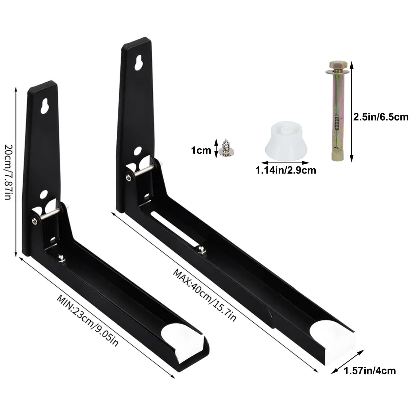 2 Pezzi Staffe per Microonde a Muro Supporto per Forno a Microonde da Parete Supporto per Mensola Microonde Pieghevole per Forno a Microonde Staffa Forno Microonde Regolabile Telescopici Nero