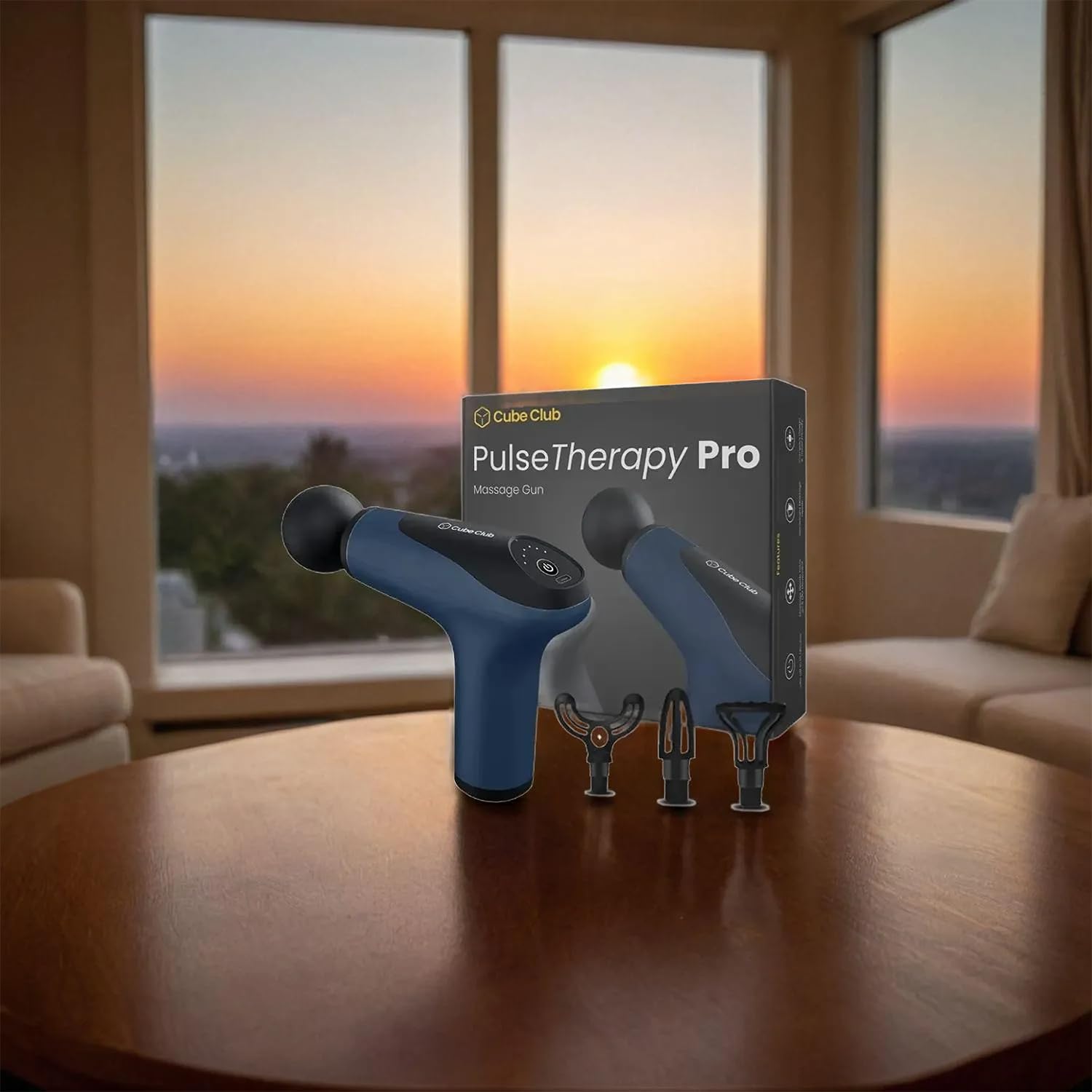 PulseTherapy Pro Massage Gun with 4 Soft Massage Heads Portable Full Body Pain Stress Relief Percussion Muscle Massager with 3200 RPM Bi-Directional Motor for Men & Women (N-Blue) PulseTherapy Pro Massage Gun with 4 Soft Massage Heads Portable Full Body Pain Stress Relief Percussion Muscle Massager with 3200 RPM Bi-Directional Motor for Men & Women (N-Blue)