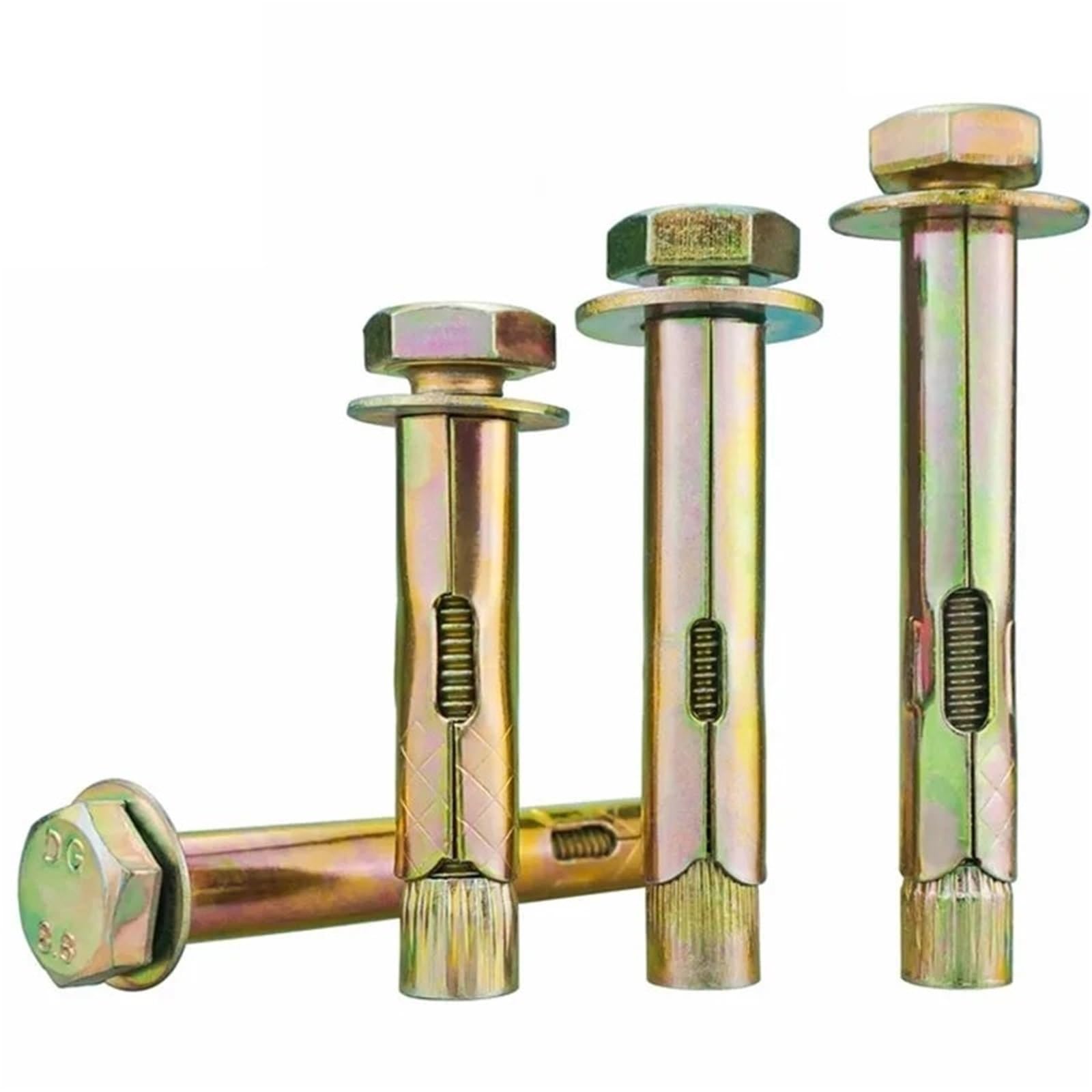 Mdsiokhj M8x100mm 10Pcs Expansion Screws Color Zinc Plated Carbon Steel Outer Hexagon Expansion Screws M6 M8 M10 M12 M16 Built In Floor Bolts(M8x100mm 10Pcs)