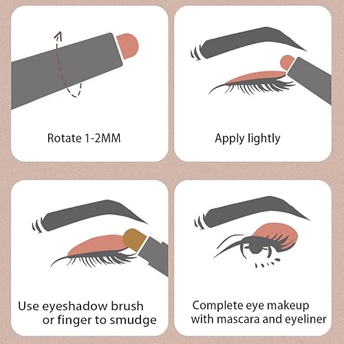 Miniatura 4 de MEICOLY Sombra de ojos cremosa, lápiz de sombra de ojos brillante, lápiz iluminador de ojos, barra de resaltado, suave y liso, fácil de colorear