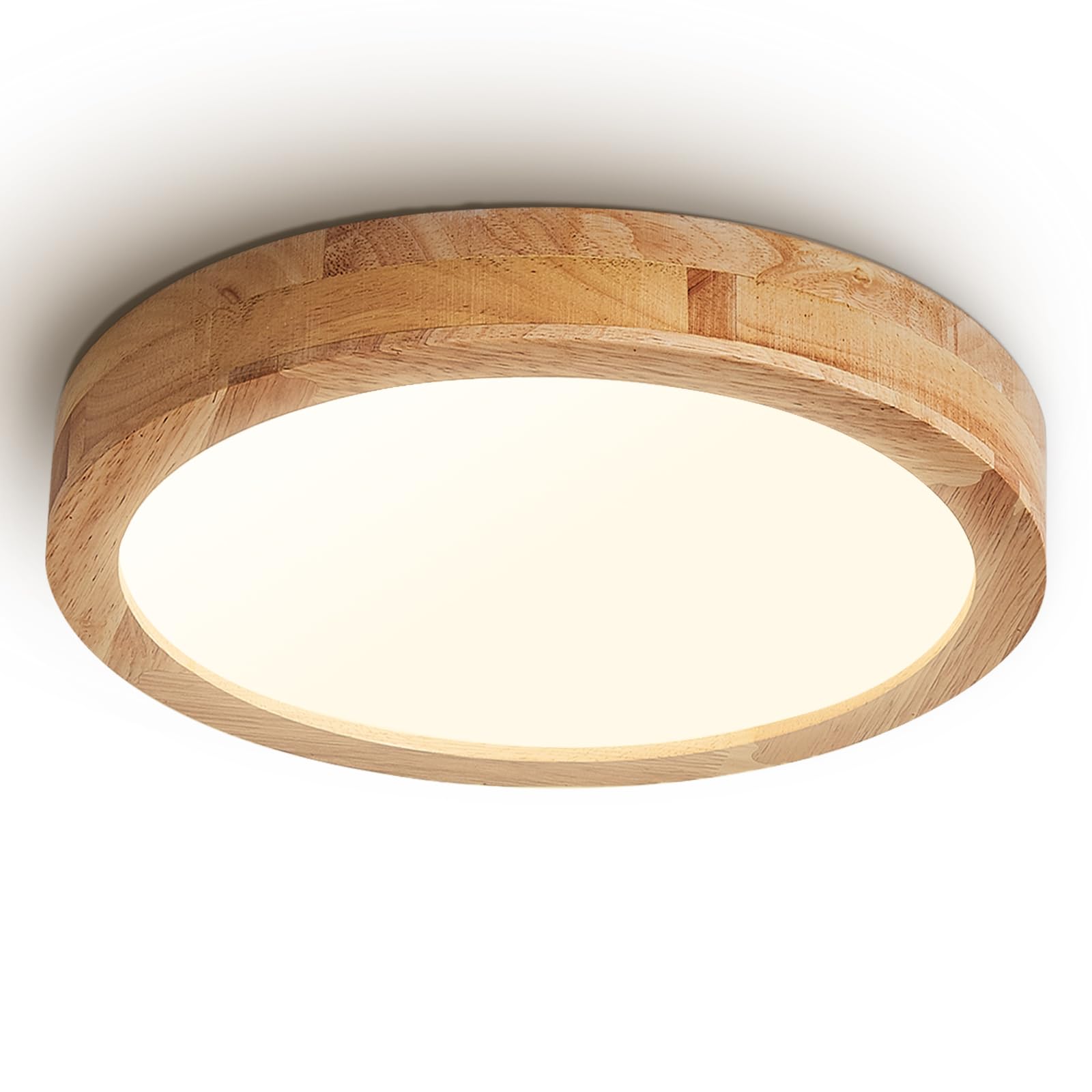 Baerolc Plafon LED Techo,30cm Lampara techo Madera,20W 4500K Blanco Neutro Redonda Lámpara Techo dormitorio oficina cocina habitación infantil pasillo balcón