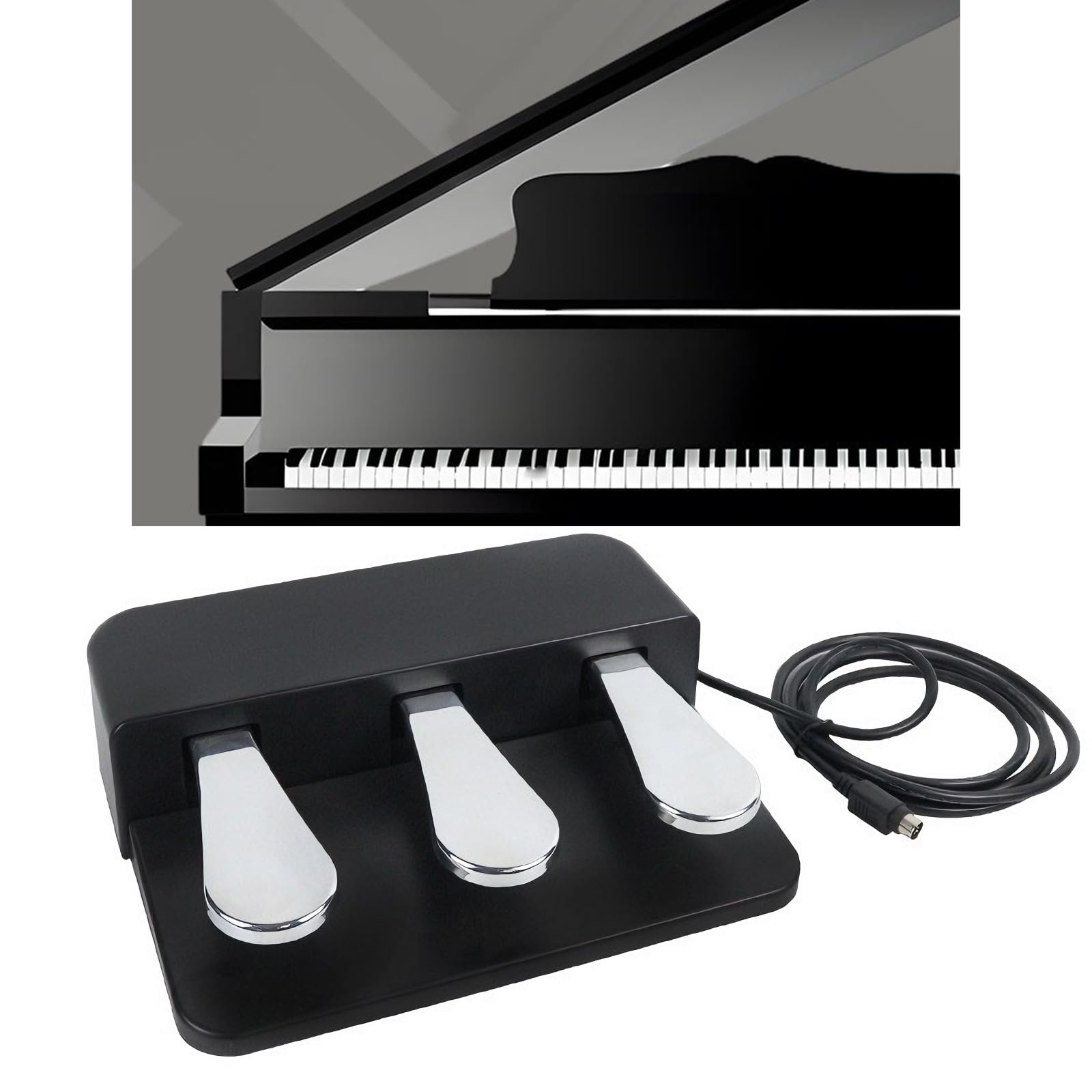Pedal universal de sostenimiento adecuado para teclados electrónicos y pianos digitales, textura ABS, base antideslizante, diseño portátil