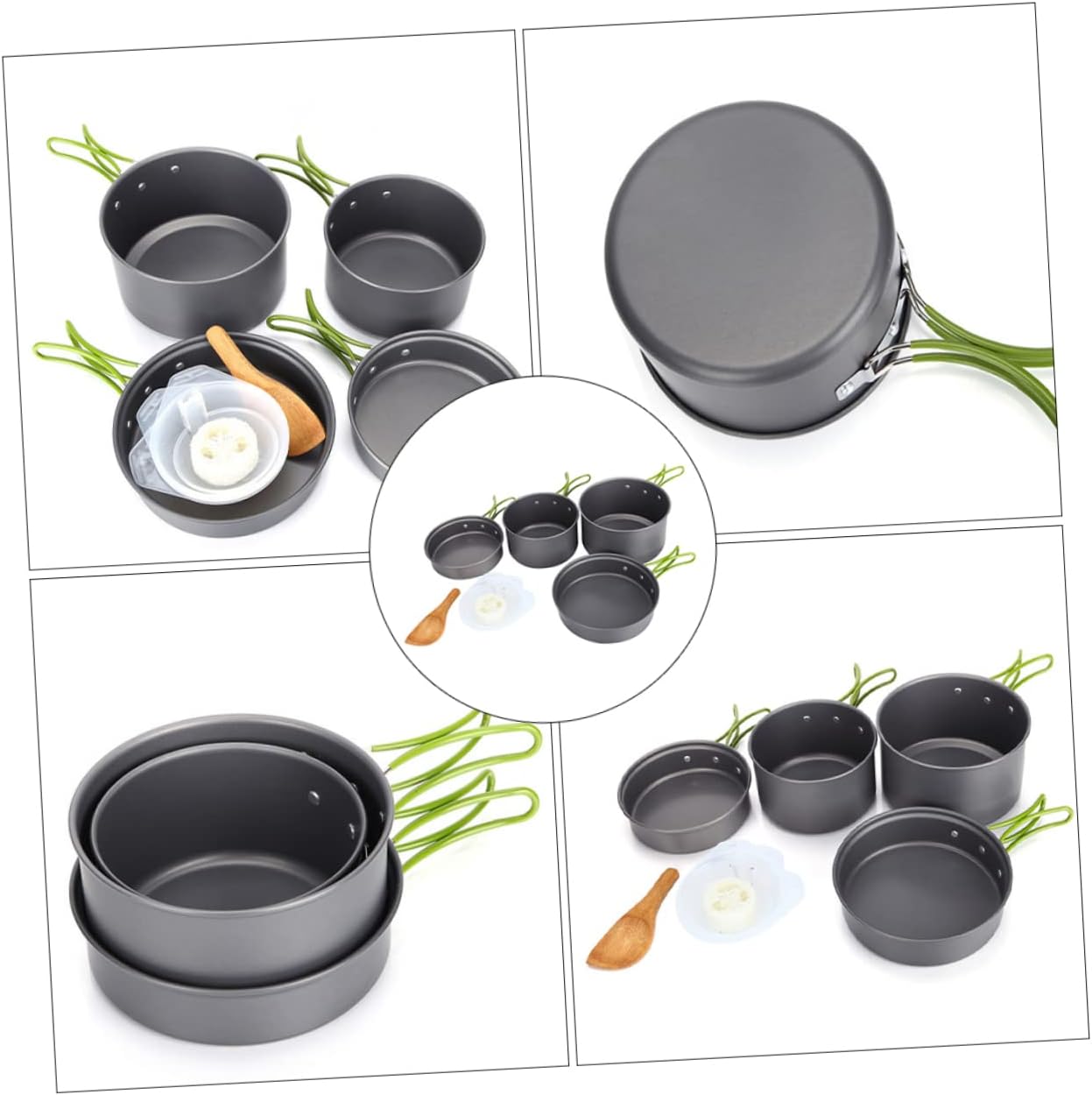 1Set Camping Cookware Set Outdoor Cooker Kit for Picnic BBQ Non Stick Insulated Handle Lightweight Durable Cooking Pots Frying Pan for Camping