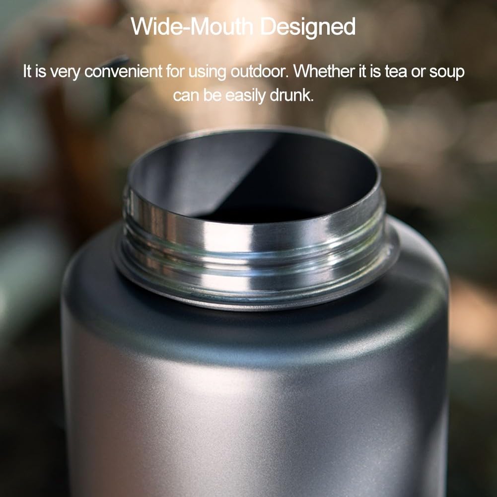 SPORTARC Bouteille d'eau en titane pur de 1000 ml, bouteille d'eau à large goulot, tasse de camping en plein air, tasse à boire étanche, bouteille de sport pour randonnée, pour , bouilloire à thé