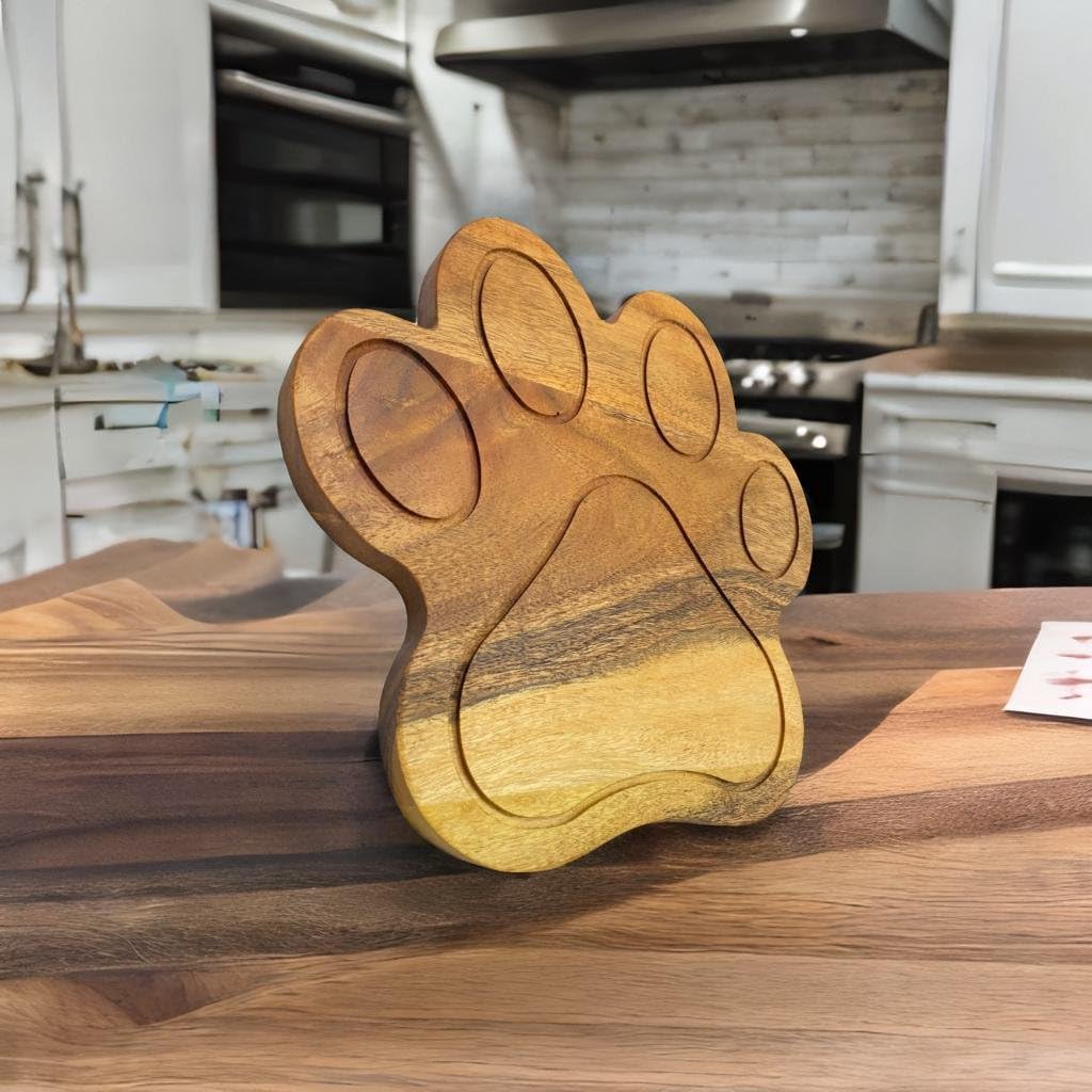 Funny Paw Shaped Wood Cutting Board for Kitchen with Groove, 10.25"L x 11"W Decorative Funny Paw Charcuterie Serving Board, Cheese Serving Board, Solid Wood Chopping Board