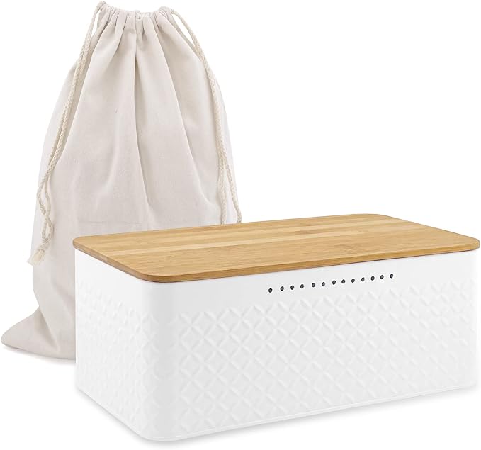 ZoeQide Contenitore per Pane Ermetico da Cucina con Coperchio e Timer, Scatola Pane in Plastica Trasparente da 7L, Conservazione Pane, Toast e Biscotti, Organizer Salvaspazio per Dispensa