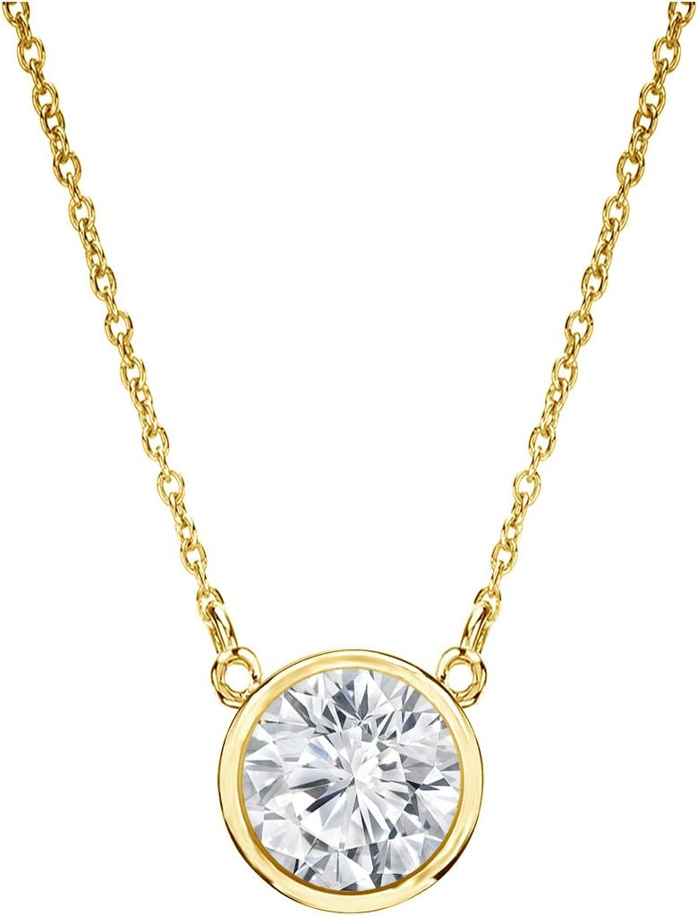 14k Yellow Gold Bezel-Set Round Diamond Solitaire Pendant (1/5-1 cttw, White, I1-I2)