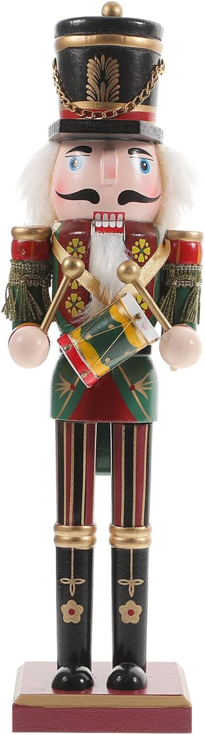 Veemoon Wooden Nutcracker Decor Christmas Table Soldier Ornament Xmas Craft Figures Small Nutcracker Decoration for Festival Favors Home Party Decoration(Drummer)