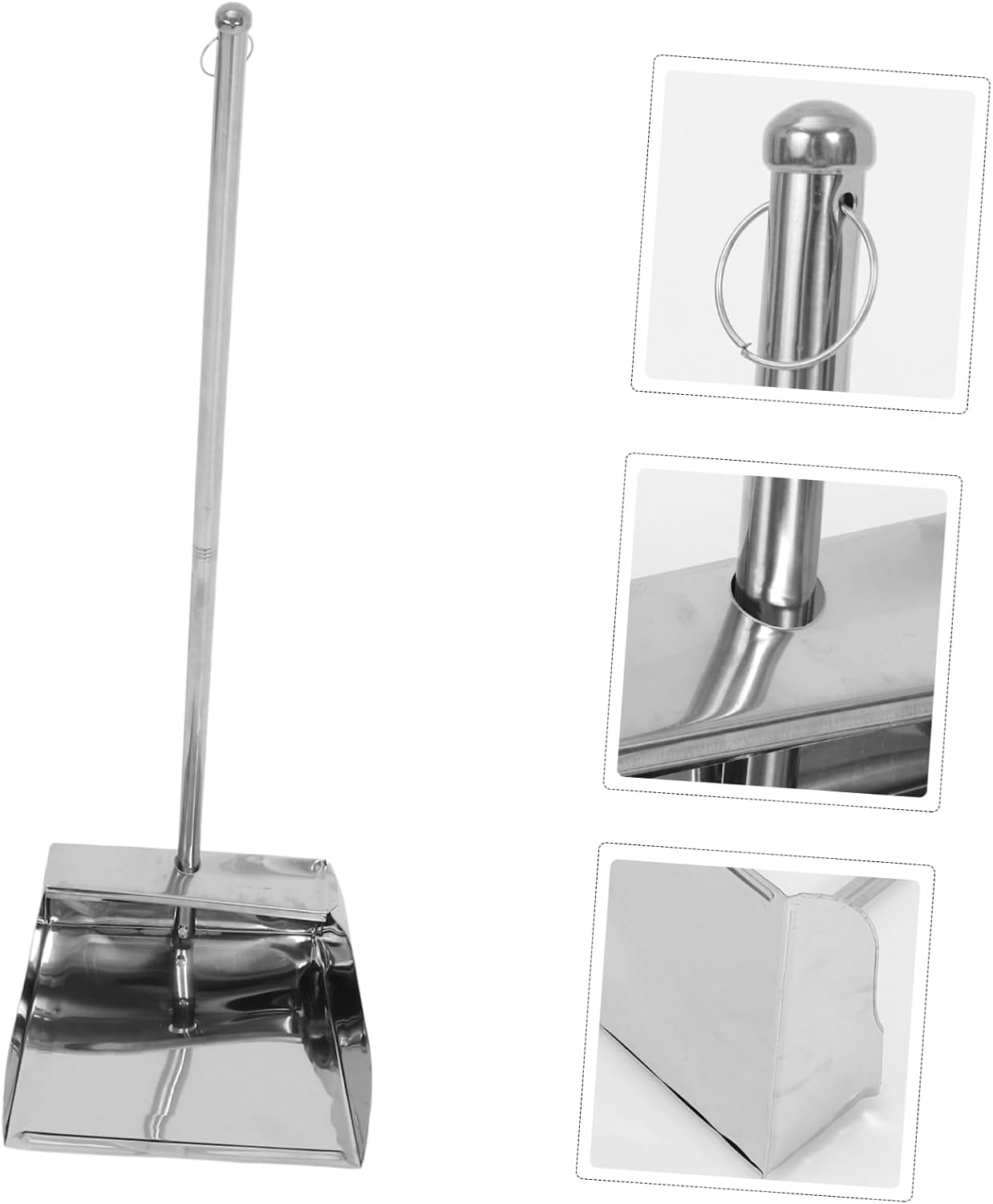 Cleaning Dustpan Office Garbage Shovel Stainless Steel Metal Dust Pan Long Handle