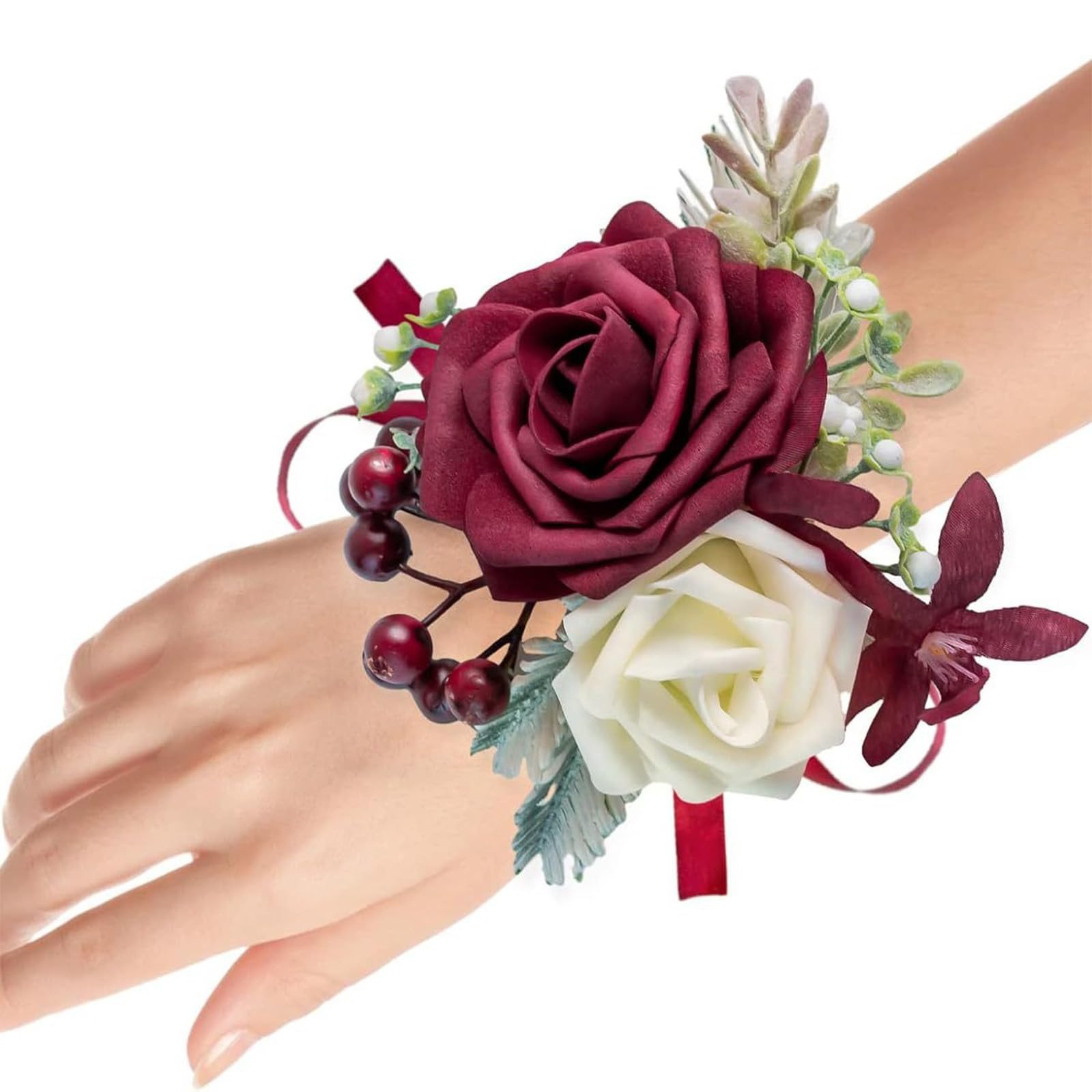 HDOYTXXM Lace Flower Wristband Bride Bridesmaid Artificial Rose Wedding Ceremony Corsage Wedding Wrist Flower