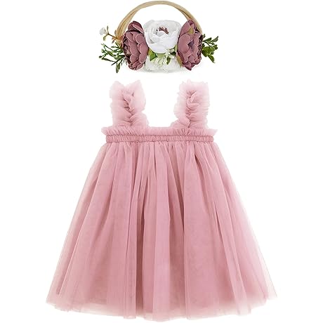 Baby Girl First Birthday Dress, Toddler Flower Tutu Dress for Easter, Baptism, Party