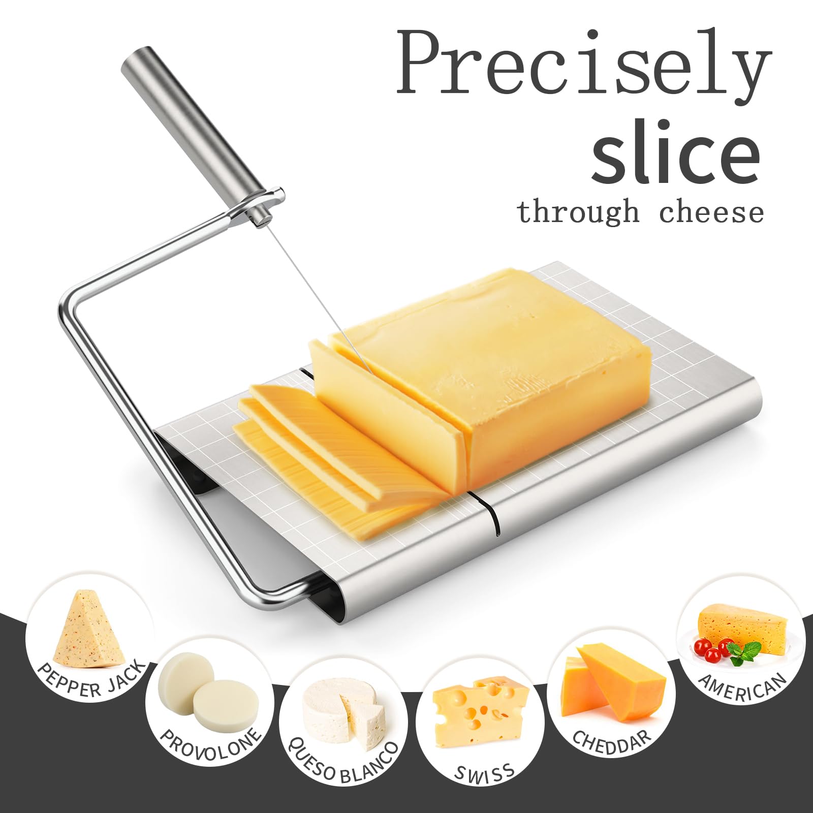 Snapklik.com : Cheese Slicer Cutter With10 Replacement Wires, Stainless ...