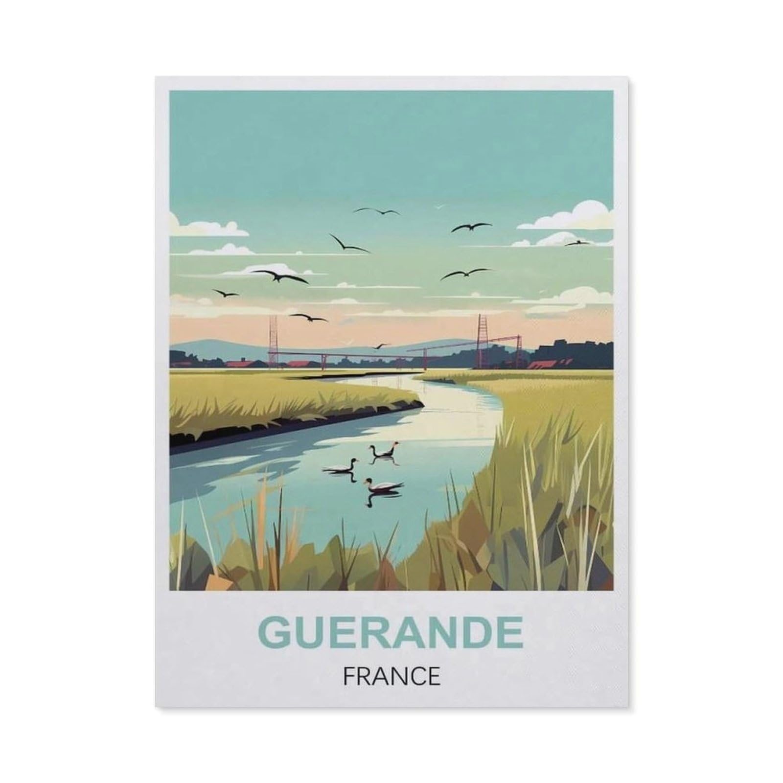 Funny Bathroom Wall Decor Signs，Guerande France(30x40cm）