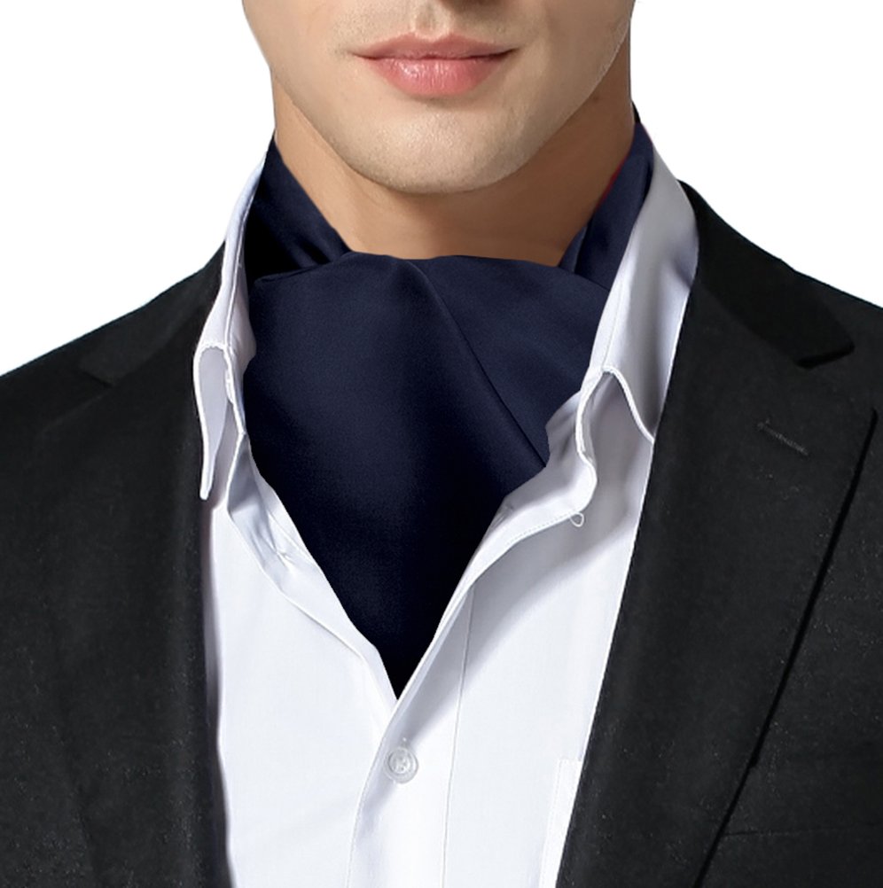 Remo Sartori - Foulard Uomo Ascot Doppia Pala Stretta in Seta Tinta Unita, Made in Italy