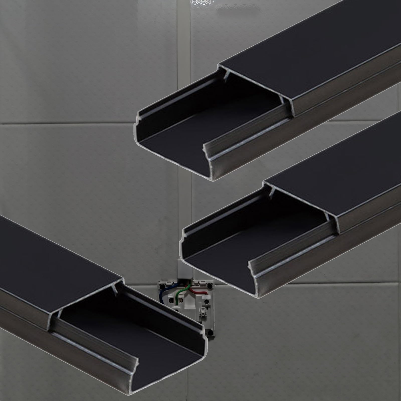 calpestabile passacavi Coprifili Per Cavi A Parete, Coprifili Autoadesivi Per Ufficio/attività/soggiorno, Copricavo TV Verniciabile, Proteggi Cavi(B- 3 PC,L W H 100cm x 39mm x 19mm)