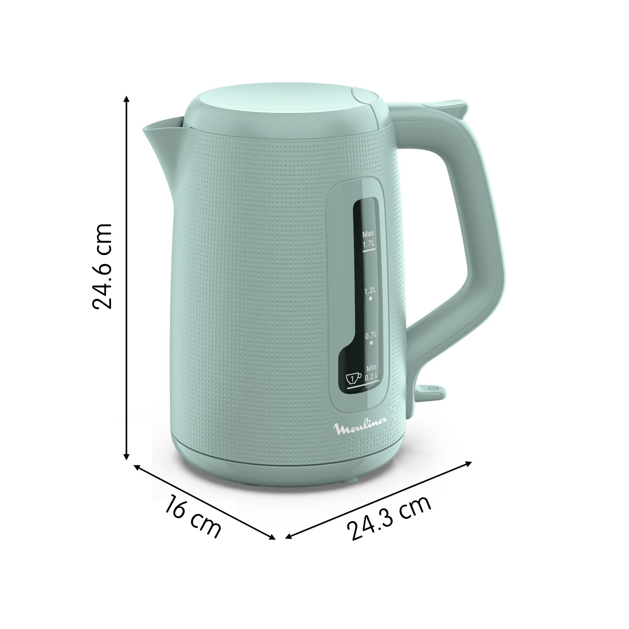 Moulinex Morning Plus 1.7 L – Hervidor eléctrico e inalámbrico, 2400 W, gran capacidad, medidor taza, medidor de agua, filtro antical, base giratoria, incluye infusionador, té e infusiones, BY2M13