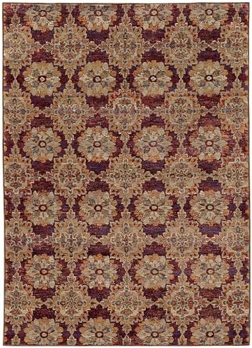 Oriental Weavers Andorra Area Rug - 6883A - 5'3" x 7'3" - in Red/Gold - Vintage Inspired, Stain Resistant, Family and Pet Friendly, Bedroom, Office Rug