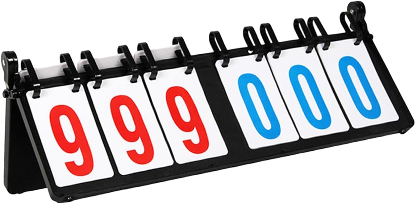 Flip Scoreboard Score Counter 6 Digit Lightweight Score Keeper Tabletop Score Flipper for Volleyball P.E Classroom Activities
