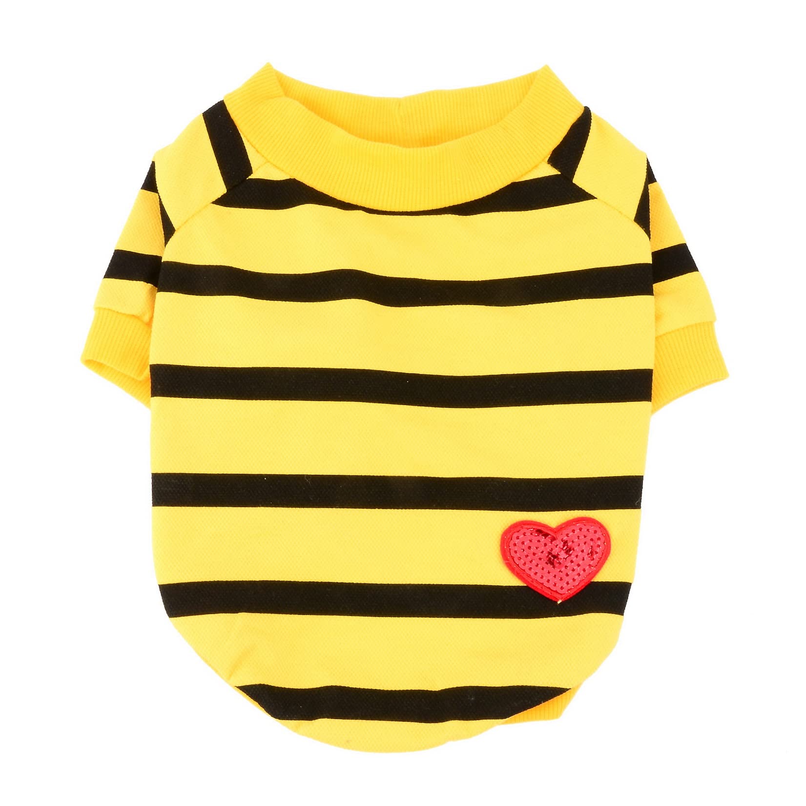 Zunea Dog Shirts for Small Dogs Summer Basic T-Shirt Striped Puppy Clothes Sequins Love Heart Sweatshirt Soft Cotton Short Sleeve Tee Shirt Pet Chihuahua Pullover Apparel Darkyellow M - Image 3