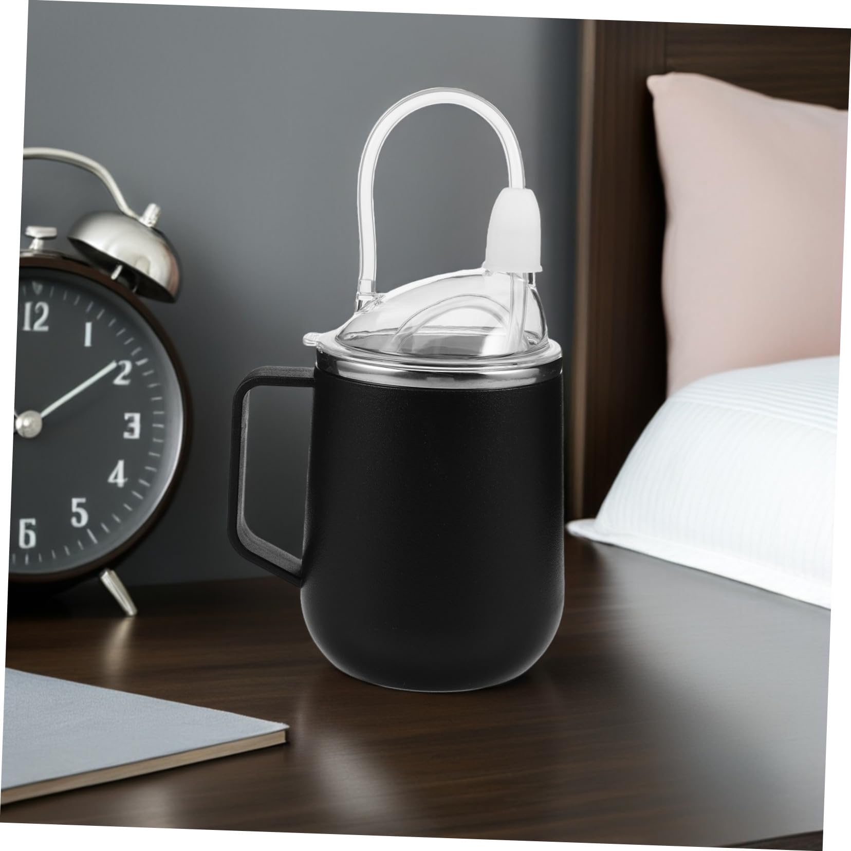 Veemoon Pflege Strohhalmbecher 450ml aus Edelstahl in Schwarz