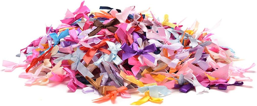 100Pcs Colorful Assorted Smallest Satin Ribbon Bows Size 10 mm. Tiny Embellishment Craft Artificial Applique Wedding Ribbons Fabric Ribbons - Image 5