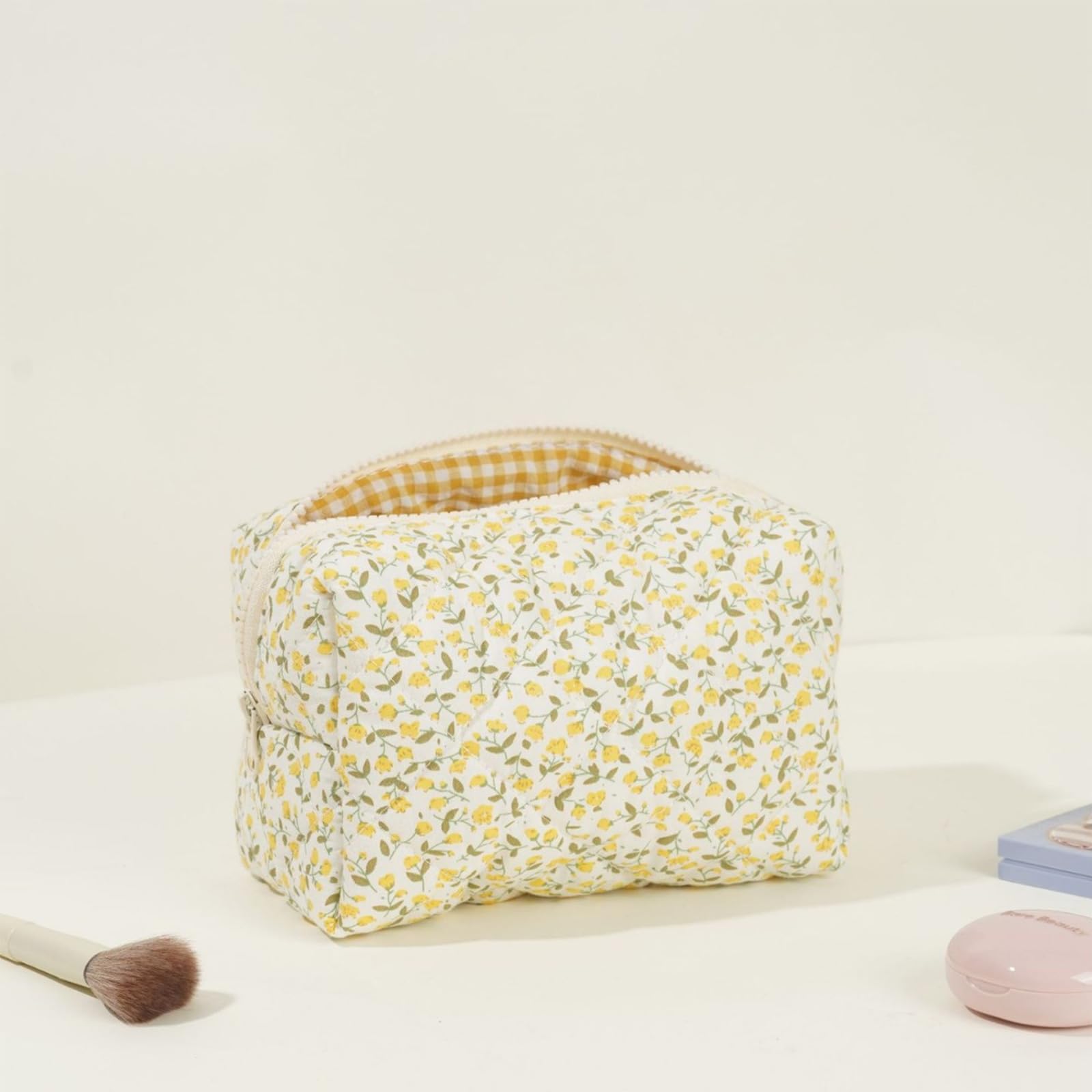 Pochette per cosmetici, adatta per donne e ragazze,, giallo.