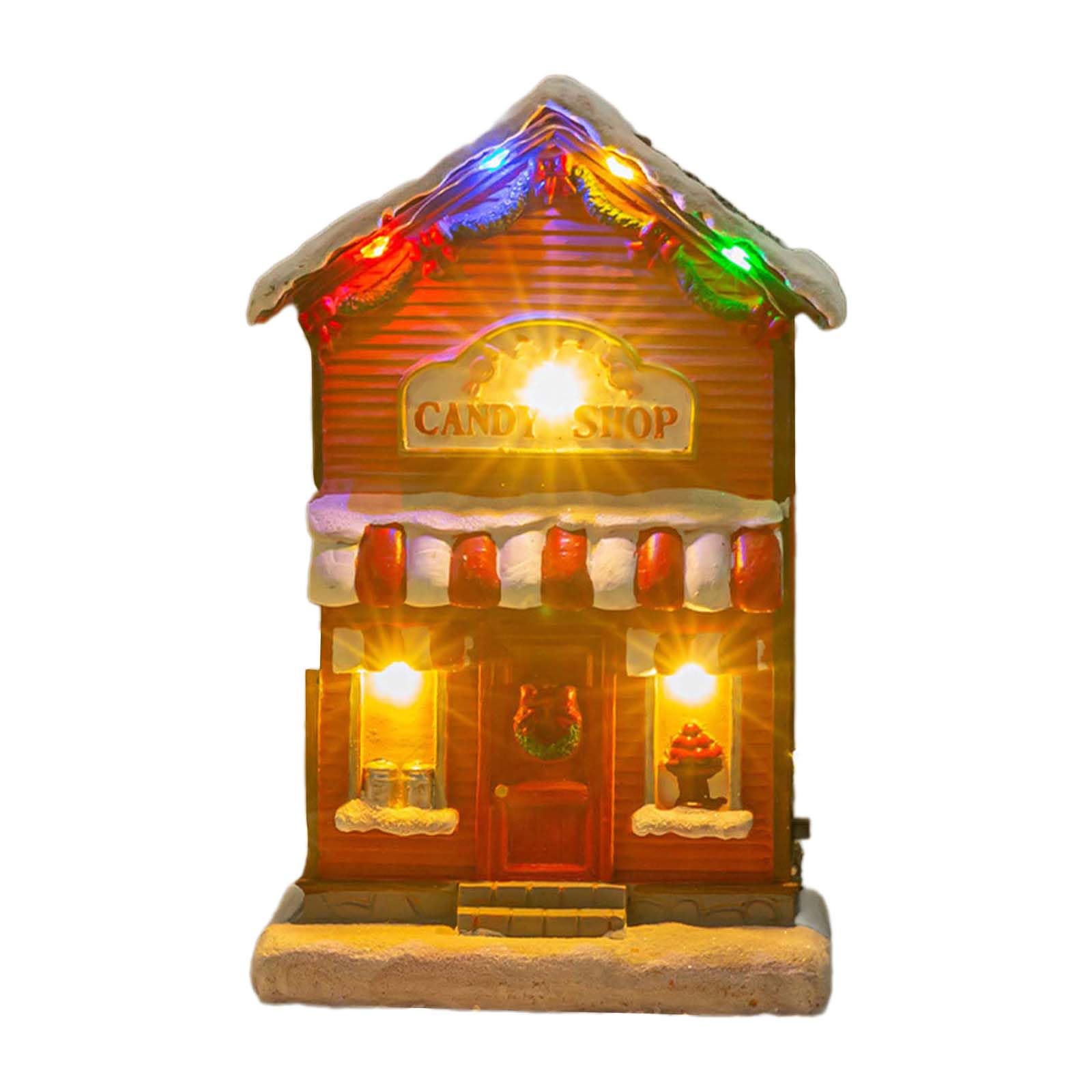 Illuminated Musical Christmas Houses Figurine Battery Operated Tabletop Holiday Display