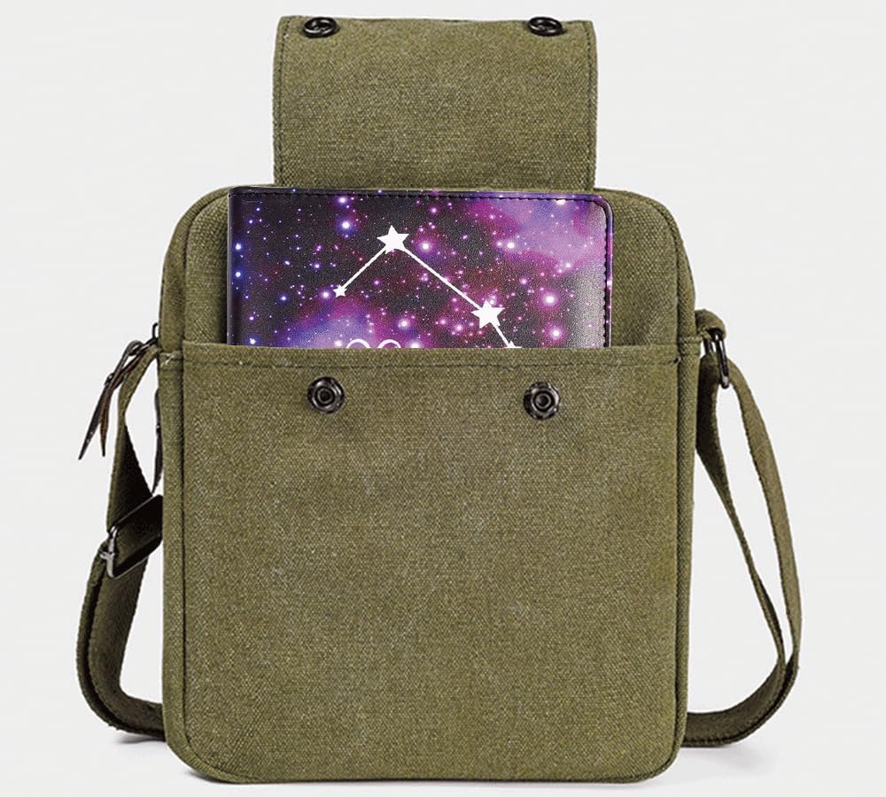 Small Messenger Bag for Men Women, Vintage Canvas Messenger Shoulder Bag Travel Crossbody Bag Multi Pocket Purses - Image 3
