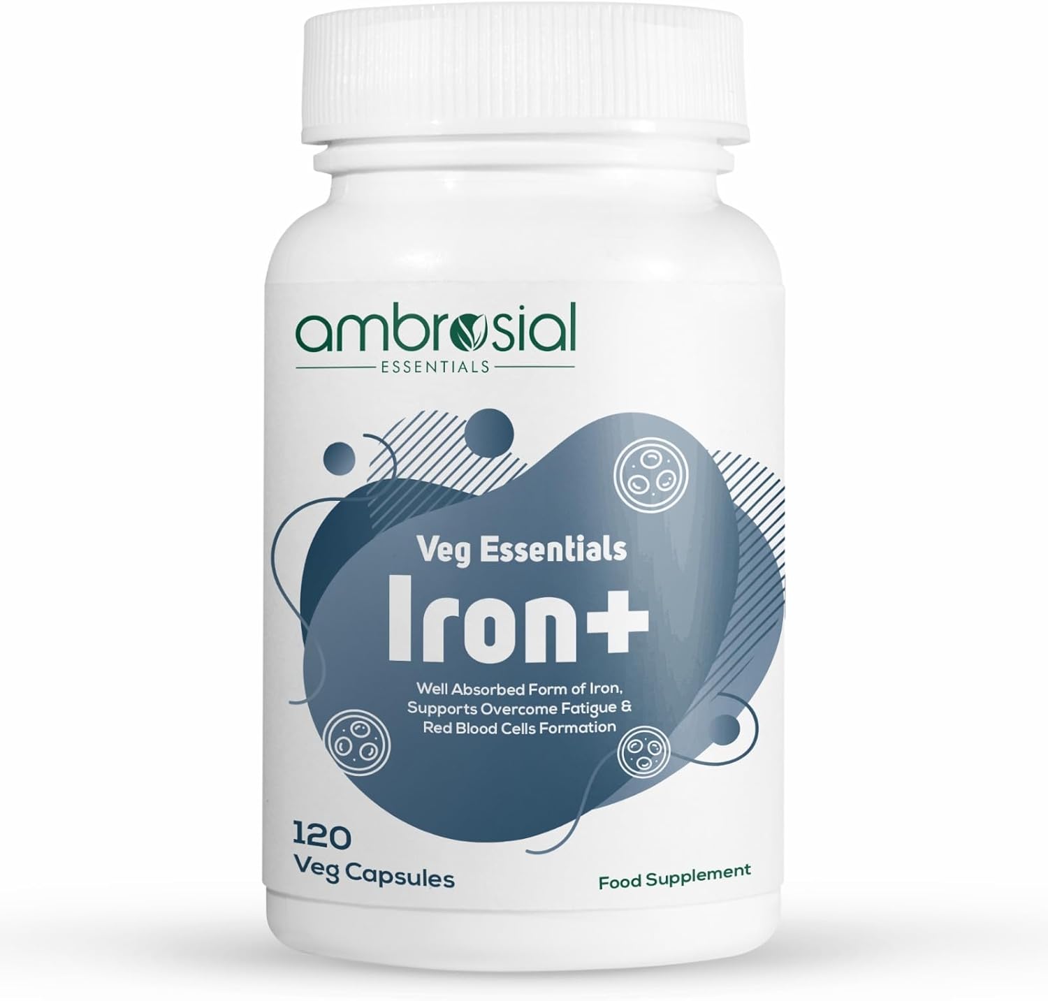 Ambrosial Iron Capsules 25mg – High Strength Iron Supplements for Women & Men – Blood Support for Tiredness & Fatigue – Non-Constipating, Enhanced Absorption – Vegan, Gluten Free – 120 Iron Capsules Ambrosial Iron Capsules 25mg – High Strength Iron Supplements for Women & Men – Blood Support for Tiredness & Fatigue – Non-Constipating, Enhanced Absorption – Vegan, Gluten Free – 120 Iron Capsules