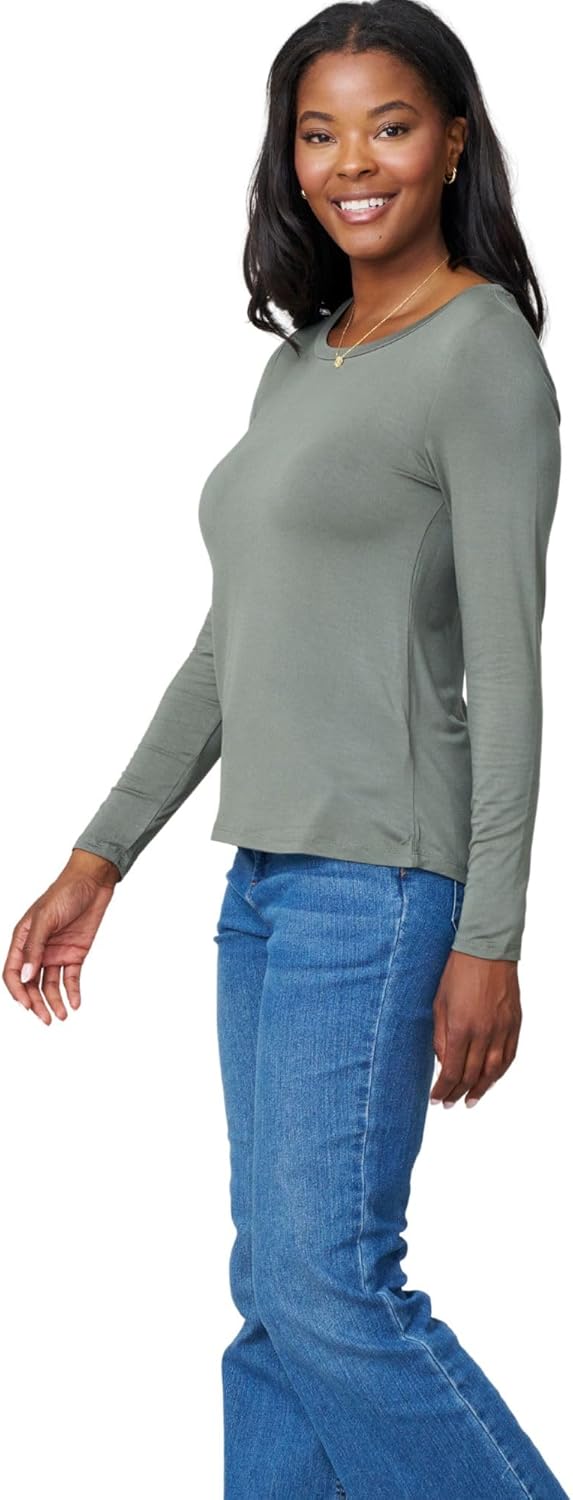 Cable & Gauge Women’s Scoop Neck Long Sleeve Tee – Soft Viscose Spandex Top, Classic Pullover T-Shirt for Women - Image 7