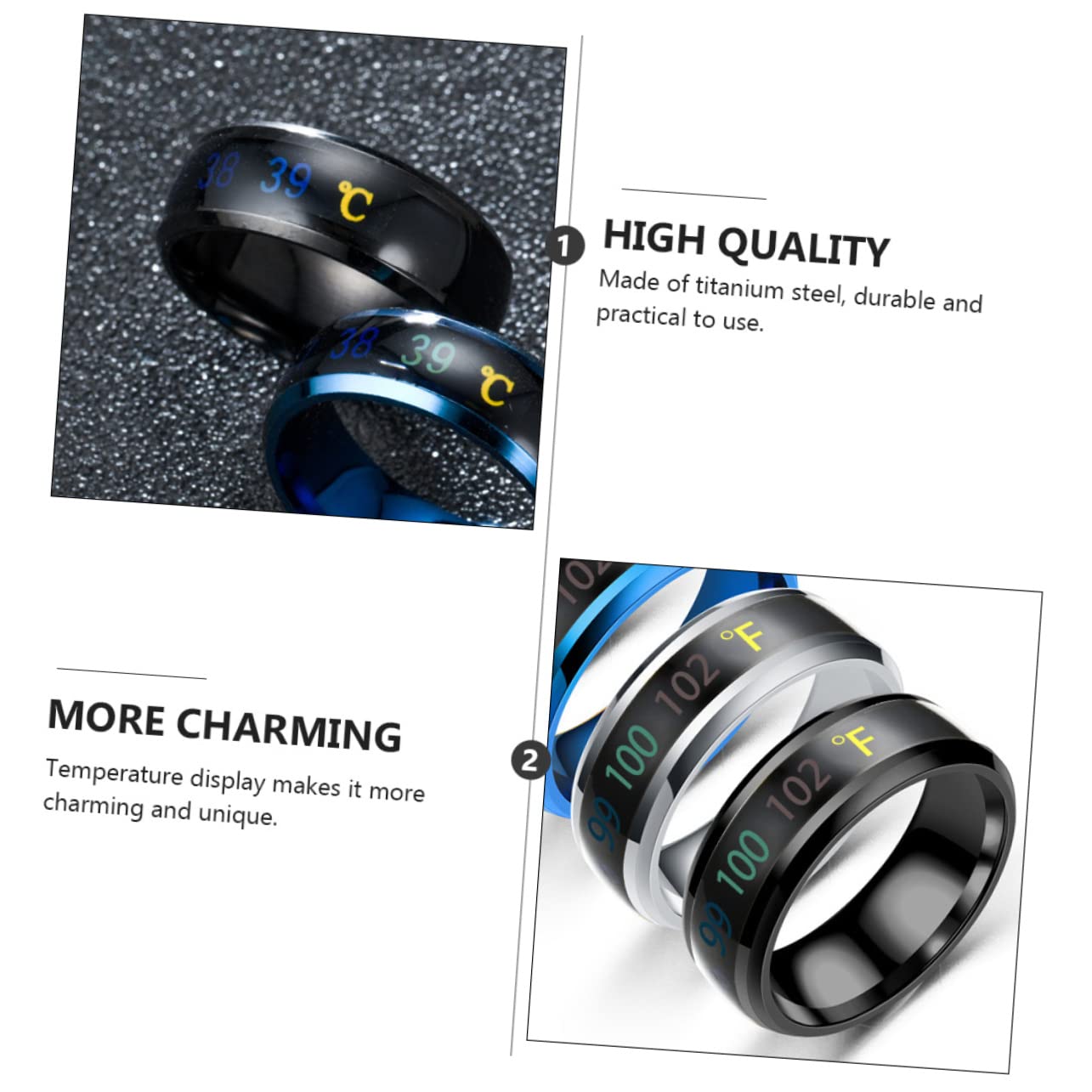 CLISPEED 1Pc Unisex Intelligent Temperature Display Couple Ring Simple Chic Design present for Friends Versatile Fashion Accessory Occasion