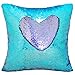 Basumee Mermaid Sequin Pillow with Insert, 16"x16" Magic Reversible Sequins Cushion for Home Décor (Aqua/Light Purple)