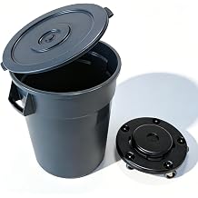 32 Gallon Trash Can with Lid and Wheels, Outdoor Trash Can, Heavy Duty Rolling Trash Can with Tow Handle, Easy Tilt & Roll for Garden, Garage, Kitchen, Pantry 1 Pack