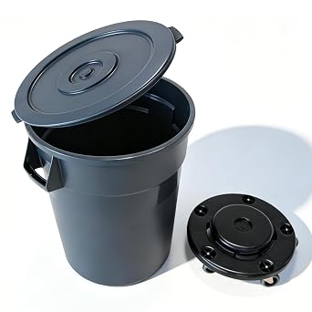 32 Gallon Trash Can with Lid and Wheels, Outdoor Trash Can, Heavy Duty Rolling Trash Can with Tow Handle, Easy Tilt & Roll for Garden, Garage, Kitchen, Pantry 1 Pack