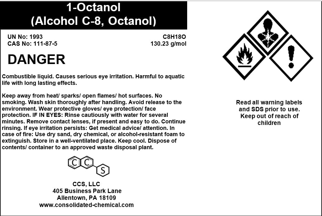 1-Octanol (Alcohol C-8, Octanol) High Purity Aroma Compound (1000mL)