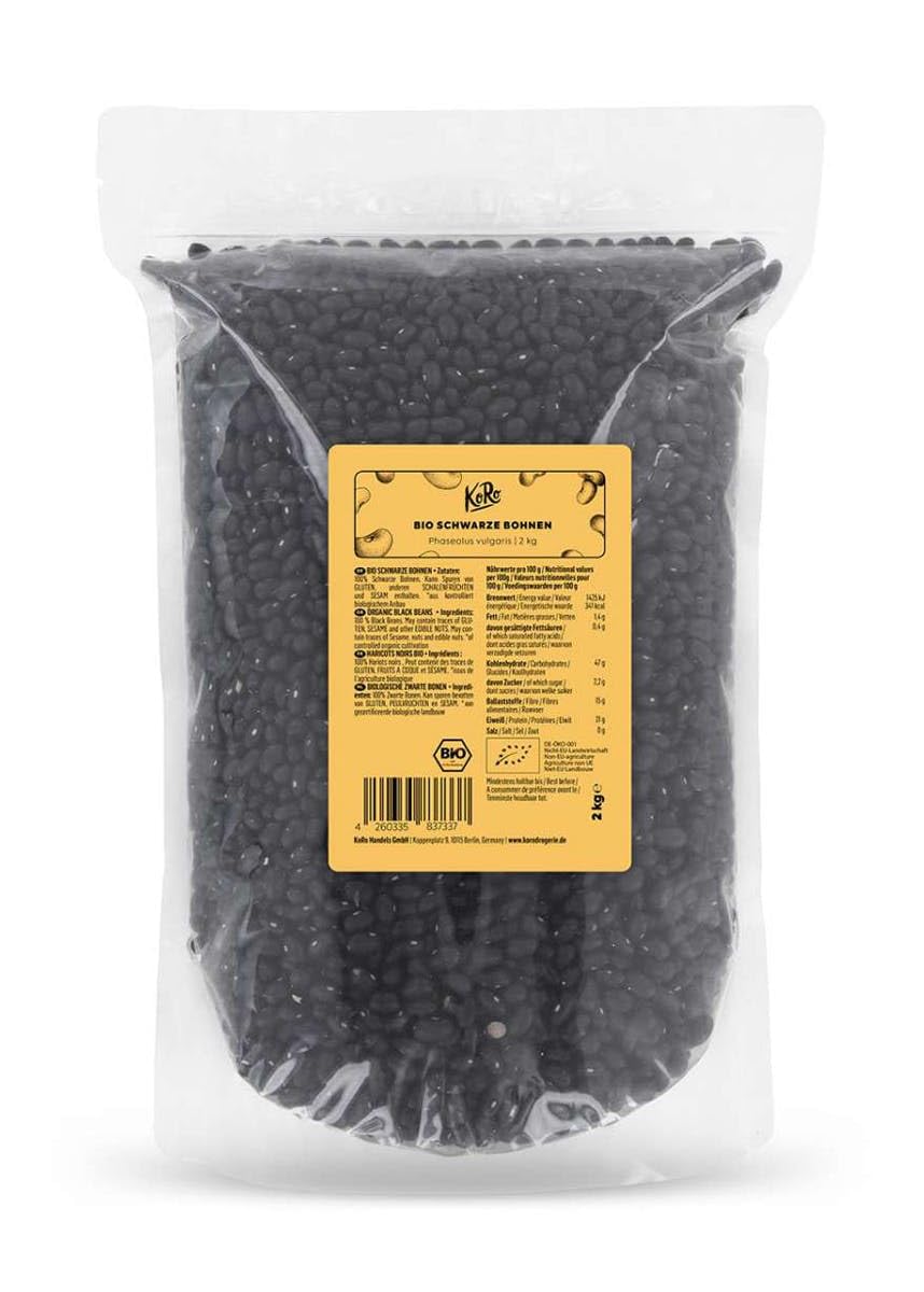 KoRo - Fagioli neri bio 2 kg - Versatili e in maxi formato - Da agricoltura biologica - Legumi secchi per ogni uso