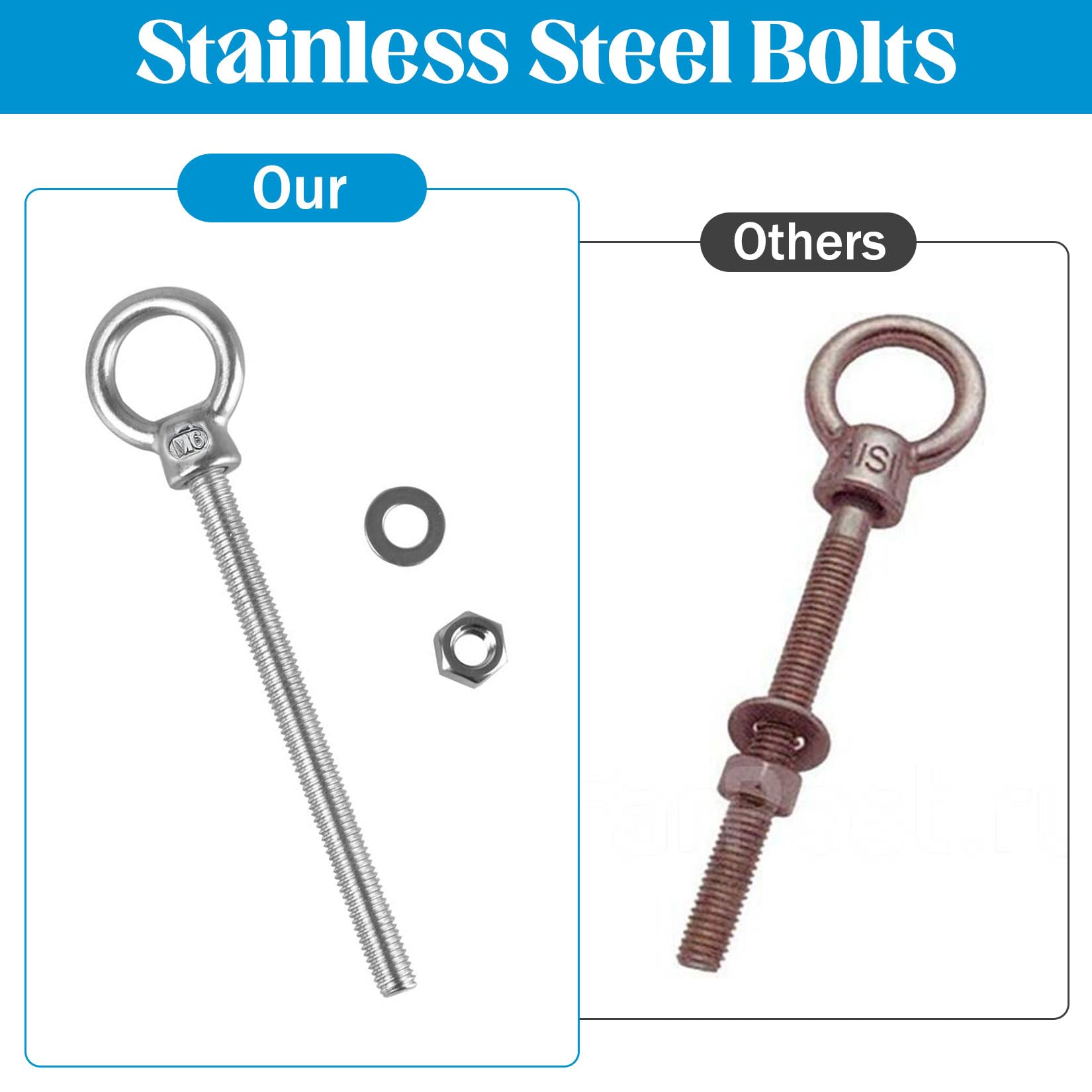 Produktbild von XINCHAO 8 Stück M6 Ringschraube 304 Edelstahl Ösenschrauben Augenbolzen Ringbolzen Ring Runde Augenschraube Für Rolle Des Befestigens Und Hängens, M