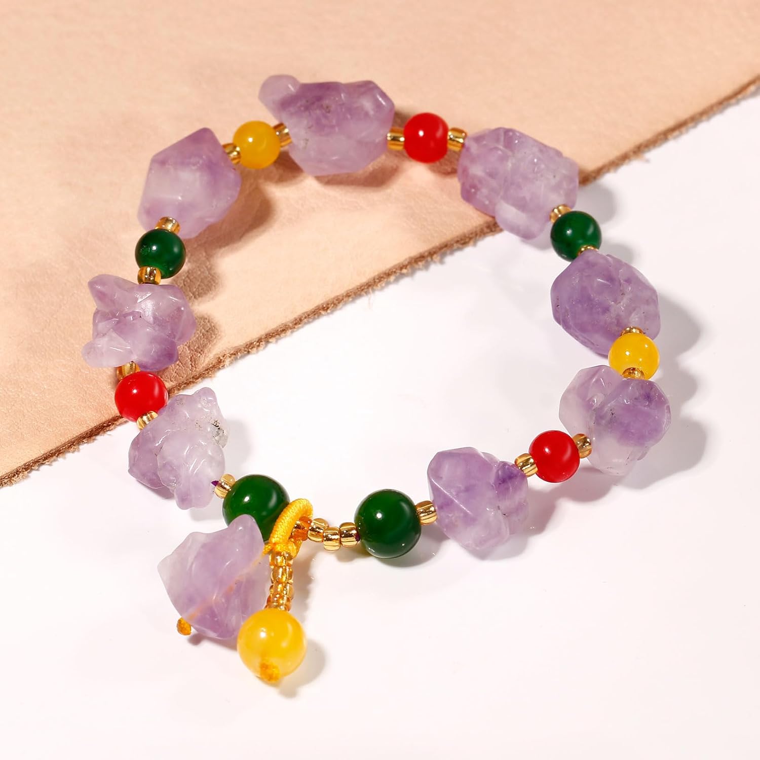 Reiki Raw Amethyst Beaded Bracelets Love Good Luck Irregular Spiritual Crystals Stretch Bracelets for Women Protection Balance Meditation Jewelry - Image 5