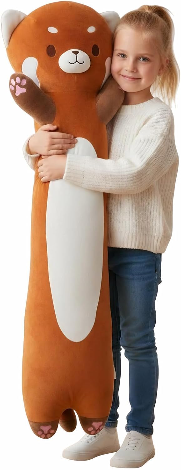 Somao Giant Black Cat Plush Pillow - 43.3" Extra Long Stuffed Animal Body Pillow for Kids & Adults, Super Soft Huggable Black Cat Plushie Toy Gift for Christmas, Birthday, Halloween